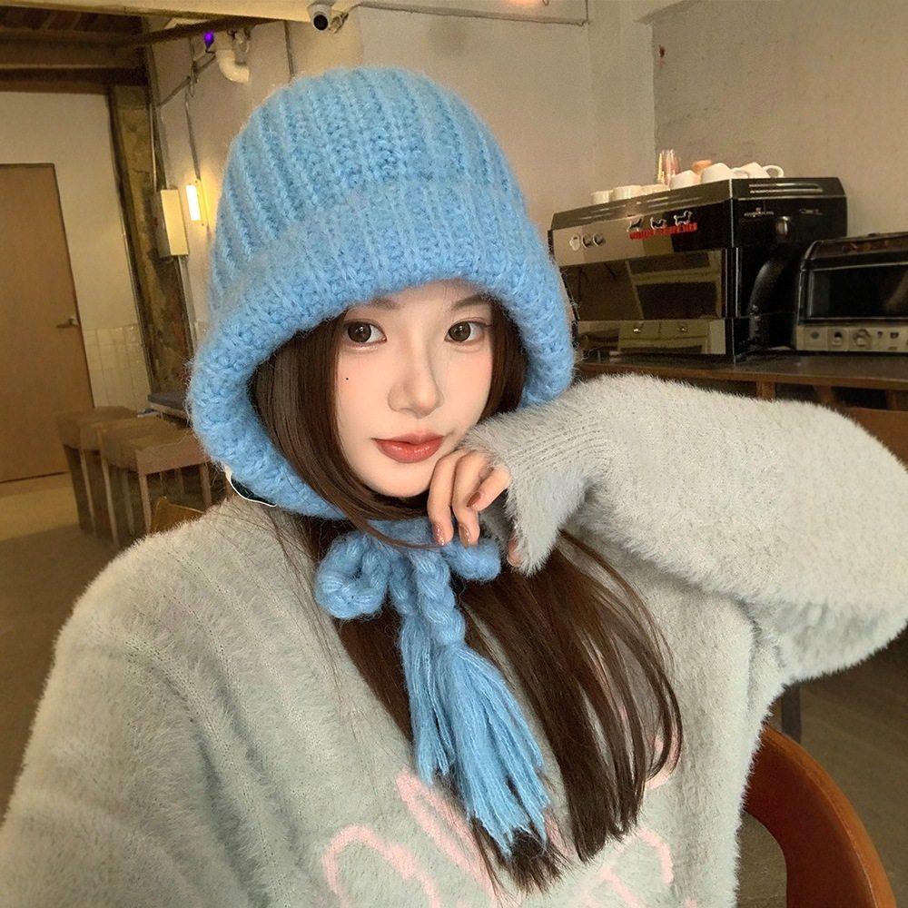 蓝色巴拉克拉法帽大头围帽子围巾一体秋冬加厚保暖护耳针织毛线帽,淘宝优惠券,粉丝福利购,淘宝优惠卷