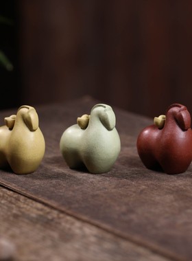 元宝招财小马创意紫砂桌面摆件马上有钱好运寓意办公室工位装饰品