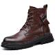Genuine leather plus fleece Martin boots men's winter British fashion