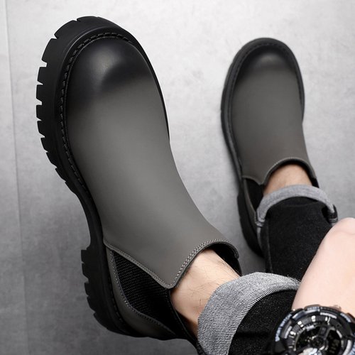 马丁靴男高帮冬季2025新款工装短靴英伦风中帮男士切尔西靴子真皮 - 图3