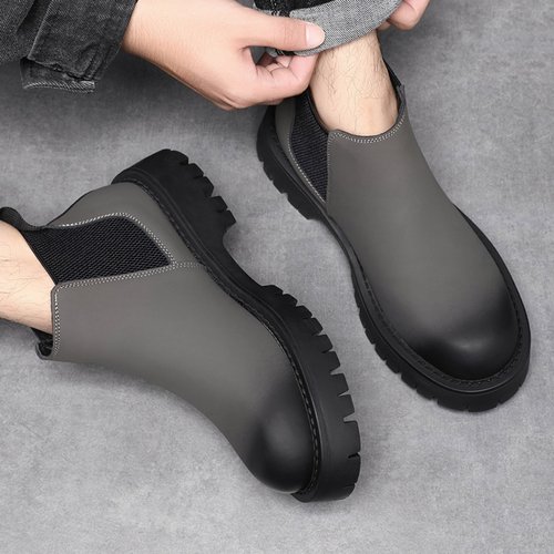 马丁靴男高帮冬季2025新款工装短靴英伦风中帮男士切尔西靴子真皮 - 图2