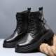 Genuine leather plus fleece Martin boots men's winter British fashion