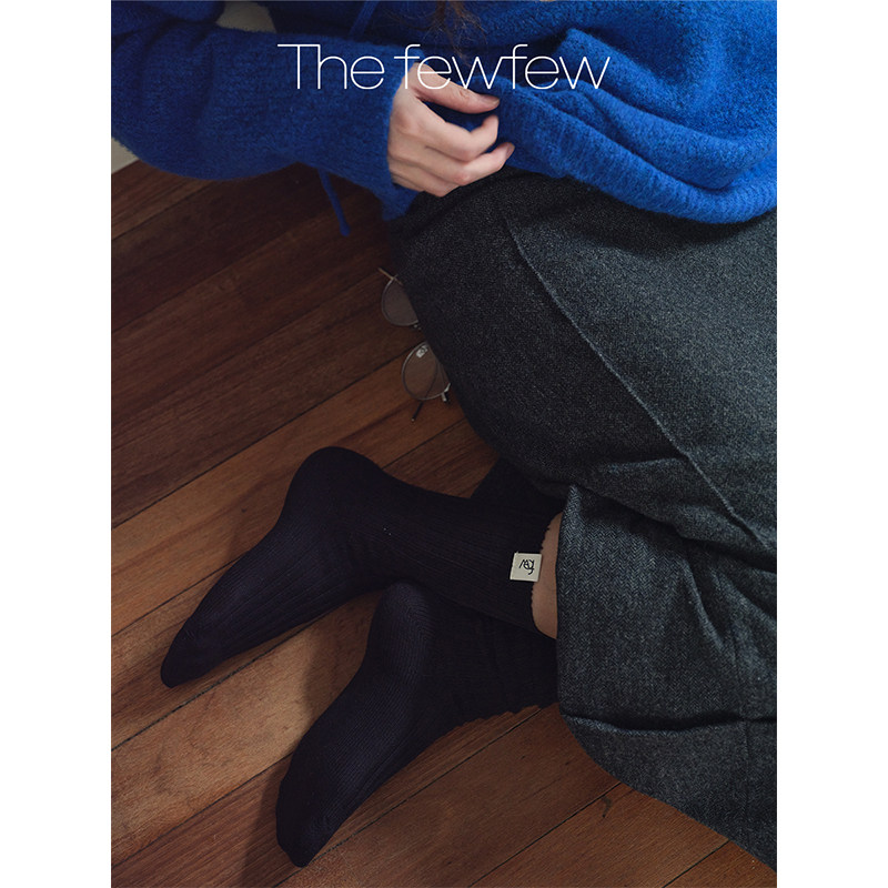 The fewfew「Few」精梳棉粗线螺纹简约基础百搭两穿logo中筒袜,淘宝优惠券,粉丝福利购,淘宝优惠卷