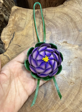 头层牛皮荷花莲花包挂件荷叶昙花书包挂饰箱包配饰向阳花背包配饰