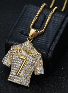 海饶temu热销嘻哈个性潮流7号球衣时尚简约百搭吊坠立体男士项链