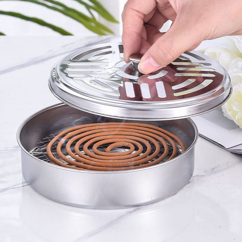 不锈钢蚊香盘托盘支架家用带盖接灰盘防火防烫创意香炉户外蚊香盒,淘宝优惠券,粉丝福利购,淘宝优惠卷