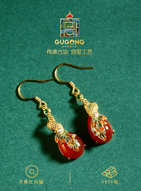 宫里上新正品天然红玛瑙耳环