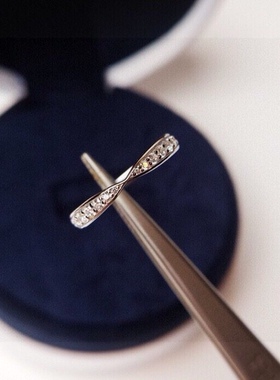 经典哈莫尼925纯银镀18k白金戒指