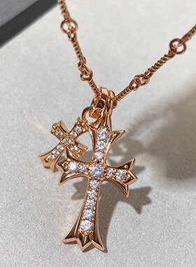 镀22K欧阳娜娜同款双十字架项链