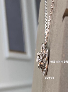 银镀18k铂金高碳钻山茶花项链