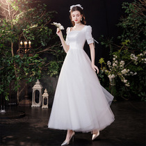 The French satin light wedding dress 2022 new bridal minimalist temperament to go out to the sensussen Fairy Brigades for a dress