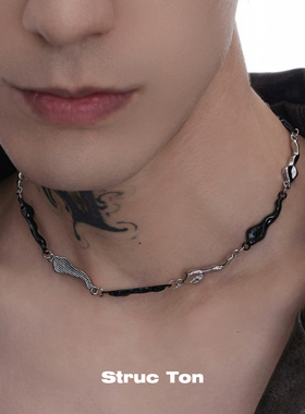 欧美嘻哈绸带装饰冷淡风ins项链