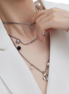 Structon叠戴复古珍珠项链