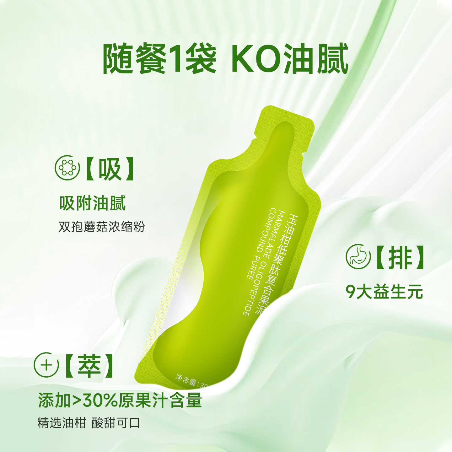 益生元膳食纤维饮玉油柑汁低聚肽复合果泥0脂肪噗噗减大餐粗粮君 - 图0