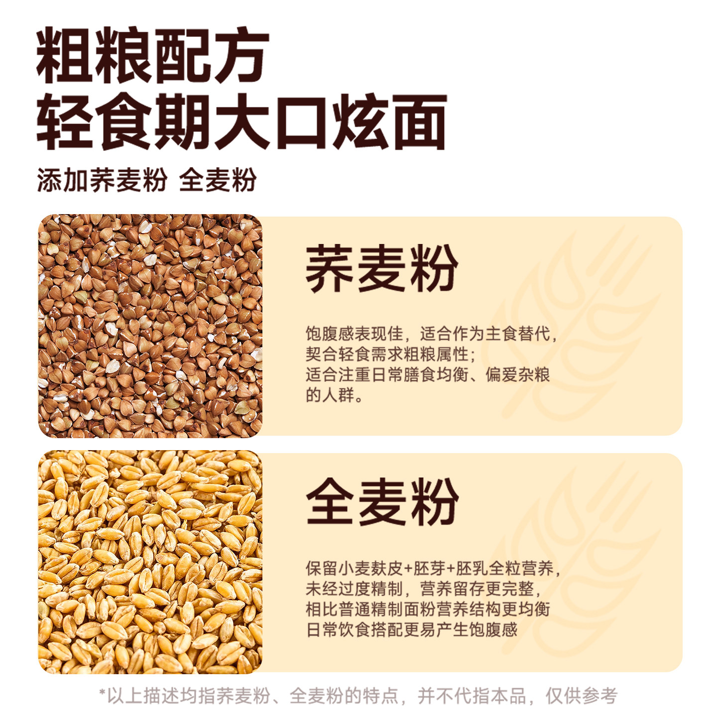 粗粮君 0脂肪荞麦面条纯粗粮低脂全麦杂粮代餐饱腹减桶装挂面