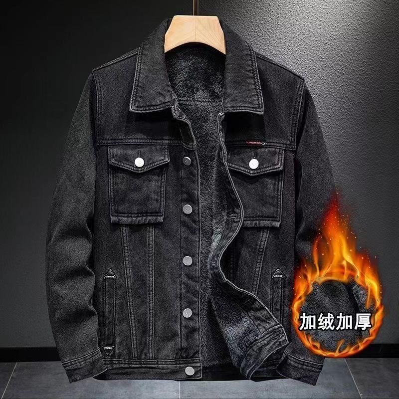 烟灰色牛仔外套男秋冬季加绒加厚复古外穿夹克男装潮流保暖上衣服,淘宝优惠券,粉丝福利购,淘宝优惠卷