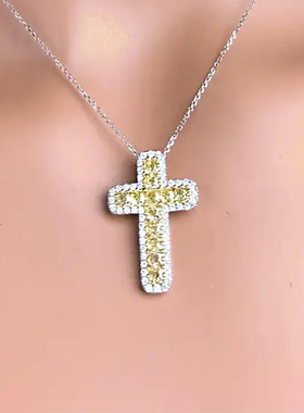 Recommend Copper Yellow Crystal Cross Necklace Street