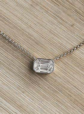 Necklace Simple Single Diamond Rectangular Necklace Female
