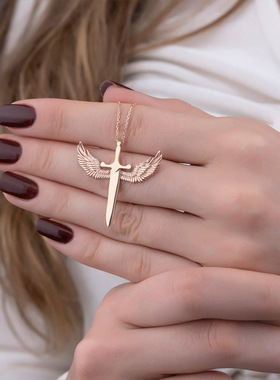 Flying Wings Necklace Female Wind Cross Angel Wings Pendant
