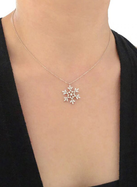 Snowflake Christmas New Year Necklace Inlaid Pendant Female