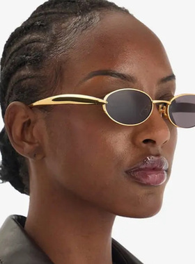 日系moleubak椭圆小框太阳镜新款太阳眼镜欧美个性时尚金属墨镜