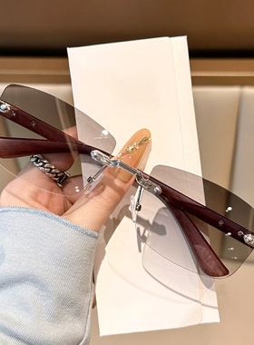 日系Moleubak潮流单品无框切边金属太阳镜ins浅色海洋片装饰眼镜