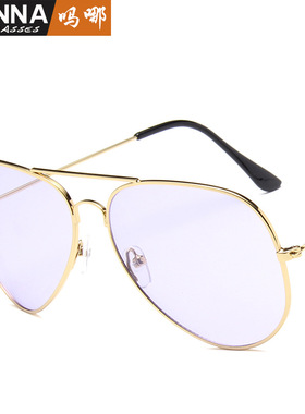 日系moleubak飞行员太阳镜 时尚透明海洋片大框蛤蟆镜 个性炫彩