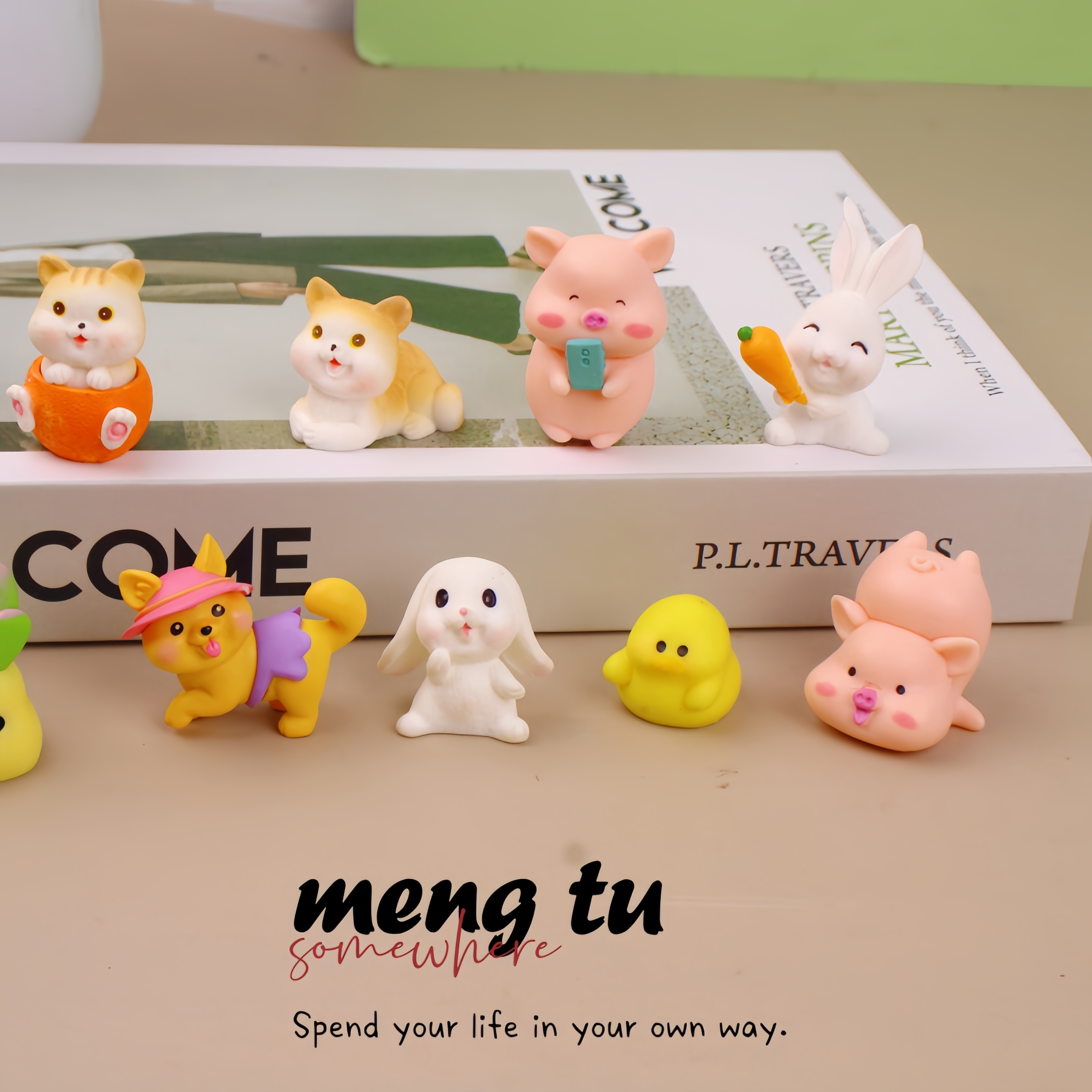 迷你小盲袋礼物仿真动物玩具可爱兔子玩偶微缩猫咪小摆件模型盲盒 - 图0