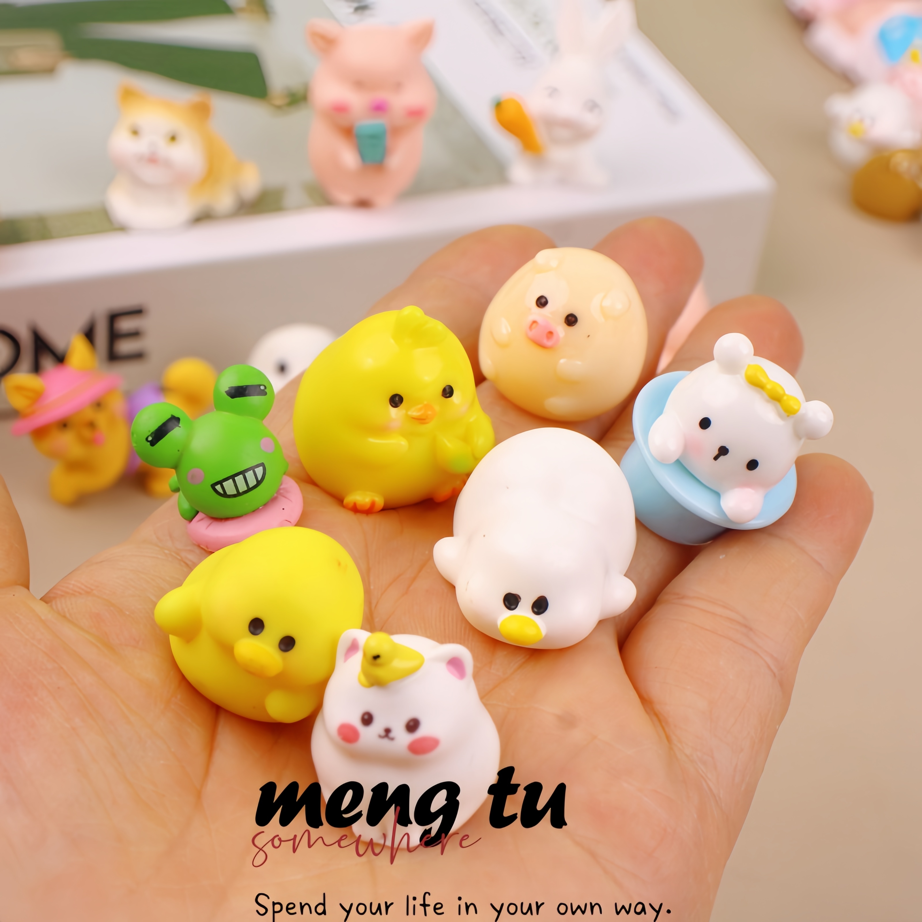 迷你小盲袋礼物仿真动物玩具可爱兔子玩偶微缩猫咪小摆件模型盲盒 - 图1