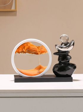 时来运转流沙画摆件客厅电视柜酒柜书房轻奢高级感小众装饰品礼物