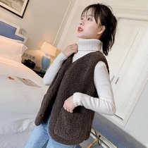 2023 imitation lamb suede waistcoat for womens new autumn and winter Korean version 100 lap lady kan shoulder outside wearing waistcoat jacket jacket