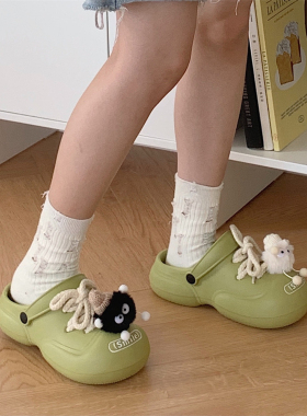 趣味可爱毛绒煤球鞋扣卡扣配件女