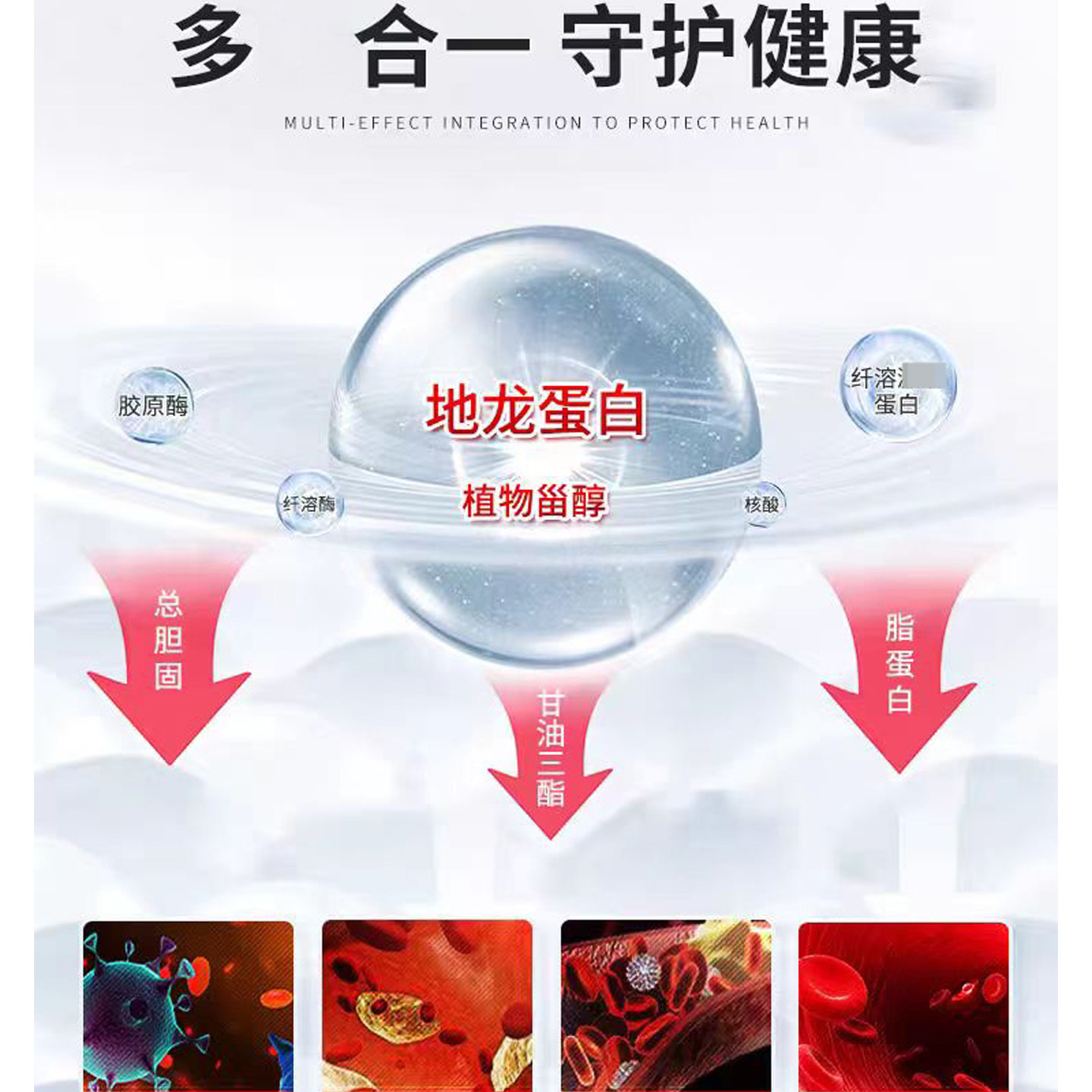 加拿大原装进口时间秘钥纳豆激酶8000FU植物甾醇地龙蛋白复合片