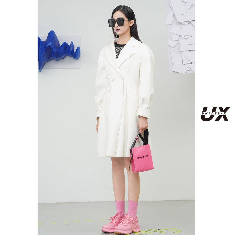 马蹄袖造型双面呢大衣女UX2022冬日新款女装高级时尚气质休闲设计