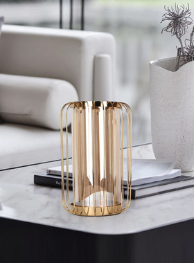 北欧轻奢玻璃灯笼花瓶摆件创意客厅干花插花花器电视柜餐桌装饰品