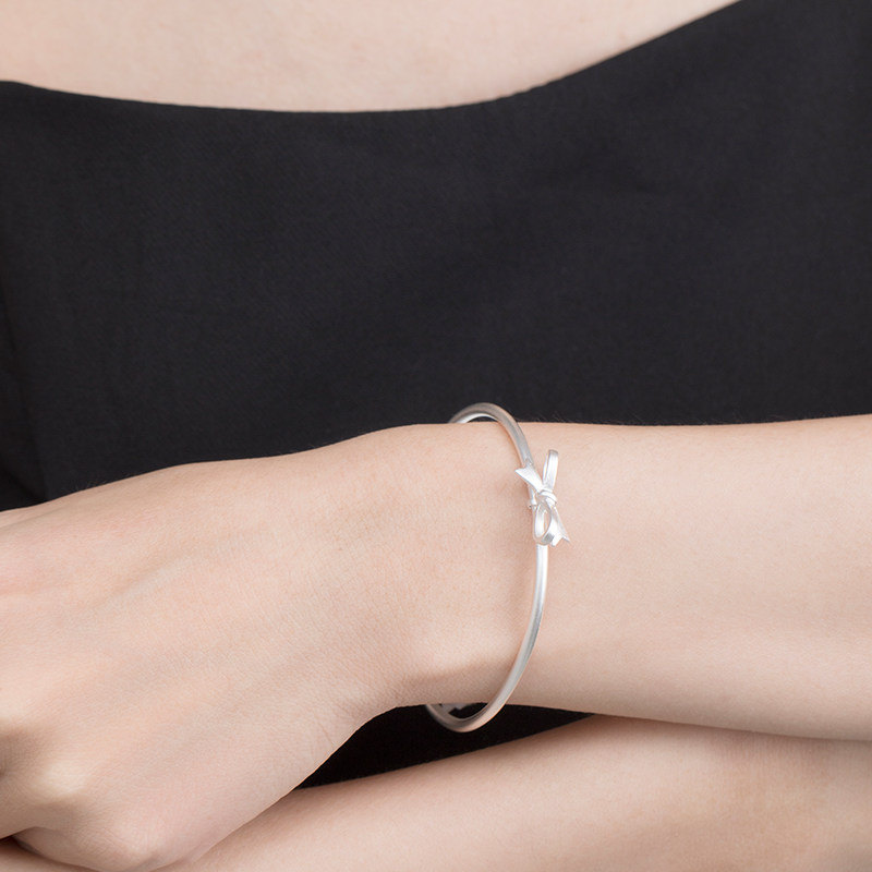 clect蝴蝶结999女实心纯银手镯 clect手镯