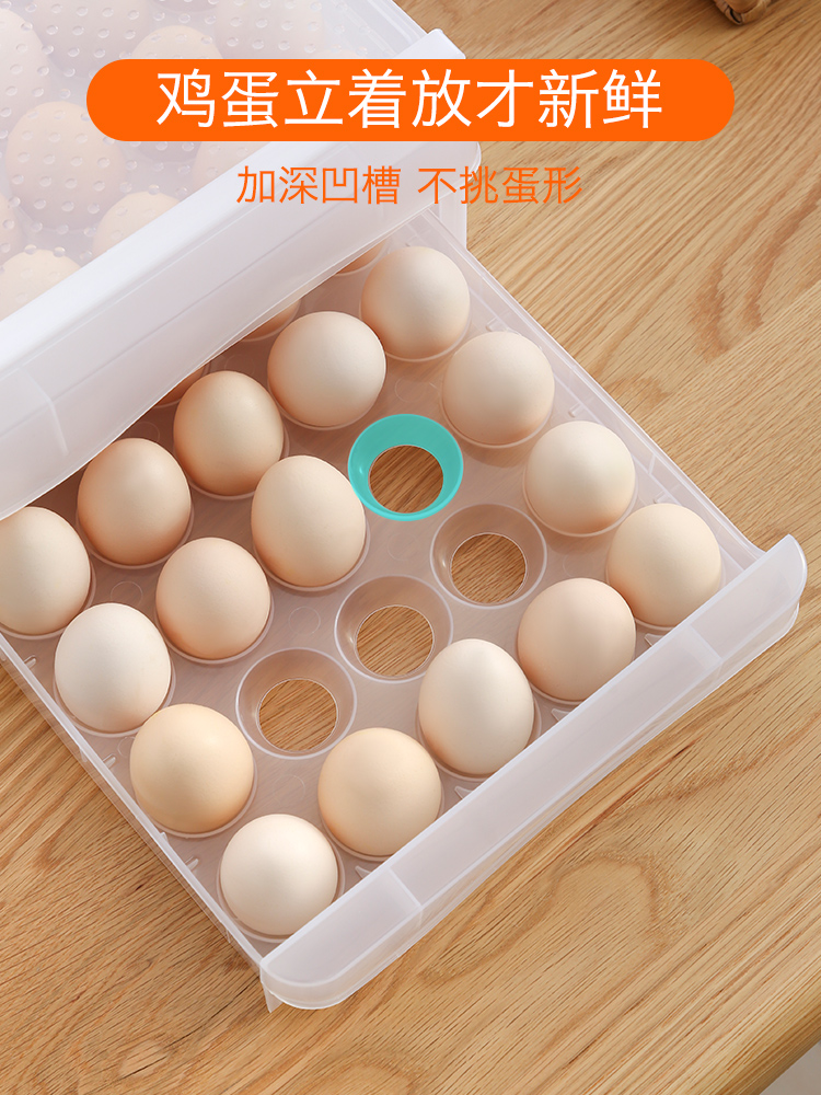 冰箱用放鸡蛋的收纳盒抽屉式鸡蛋盒专用保鲜盒蛋托蛋盒架托装神器-图2