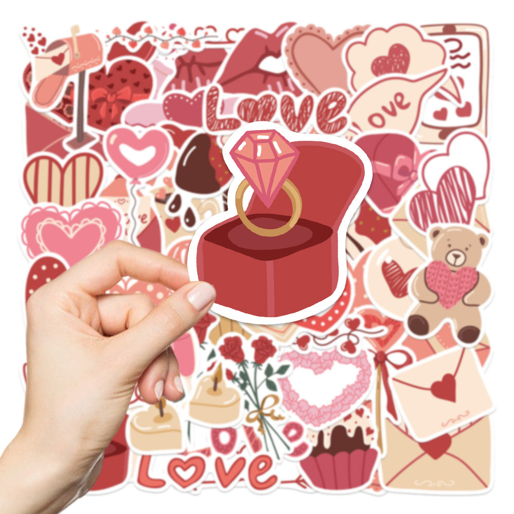 58张情人节礼物封口贴纸浪漫手机壳diy笔记本电脑水杯防水装饰贴画