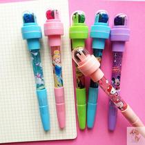 Printed side can blow the same kind of writing pen children Elementary school childrens pen cap Princess Seal Pen Cartoon Cute Five All-in-one Multifunction Light Seal Bubble Pen Seal Blow Bubble Ballpoint Pen