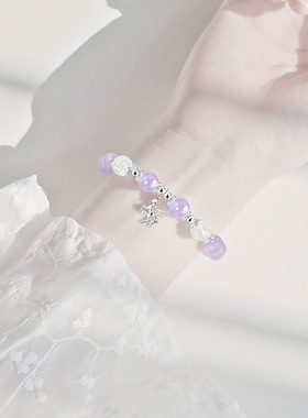 纯银星月独角兽紫水晶手链甜妹风