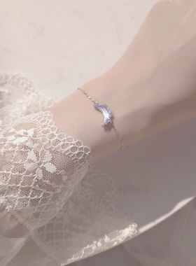 月半清泉纯银镶钻月亮项链手链