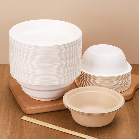 Einweg-Geschirrset aus biologisch abbaubarem Papierzellstoff für den Haushalt, Outdoor-Party, Picknick, Essteller, Papierschüssel, Teller für den gewerblichen Gebrauch