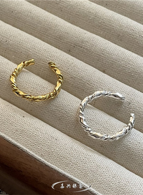 嘉兴银家s925纯银韩式小众高级线条缠绕戒指女ins风简约精致指环