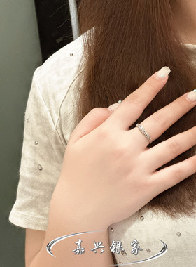 嘉兴银家s925纯银复古做旧克家经典暗黑风十字架开口戒指食指戒