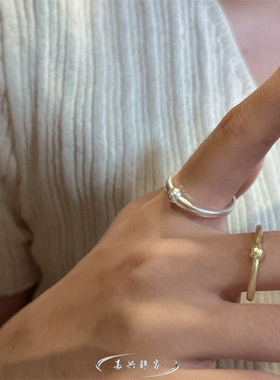 嘉兴银家s925纯银韩式冷淡气质磨砂质感简约戒指复古精致百搭指环