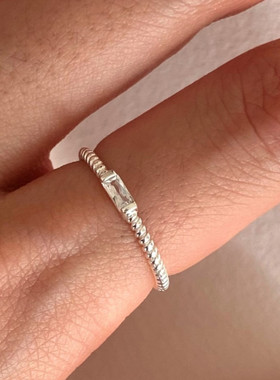 嘉兴银家s925纯银韩版ins冷淡锆钻开口戒指小众高级精致百搭指环