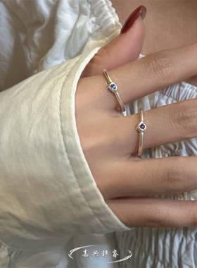 嘉兴银家s925纯银韩版小众高级彩色锆石戒指韩式风简约质感指环