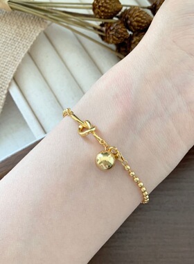 嘉兴银家s925纯银小众高级圆珠打结爱心手链韩版ins精致简约手链