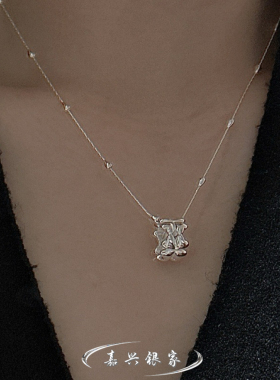 嘉兴银家s925纯银小众设计感小花项链女韩式复古简约四叶草锁骨链