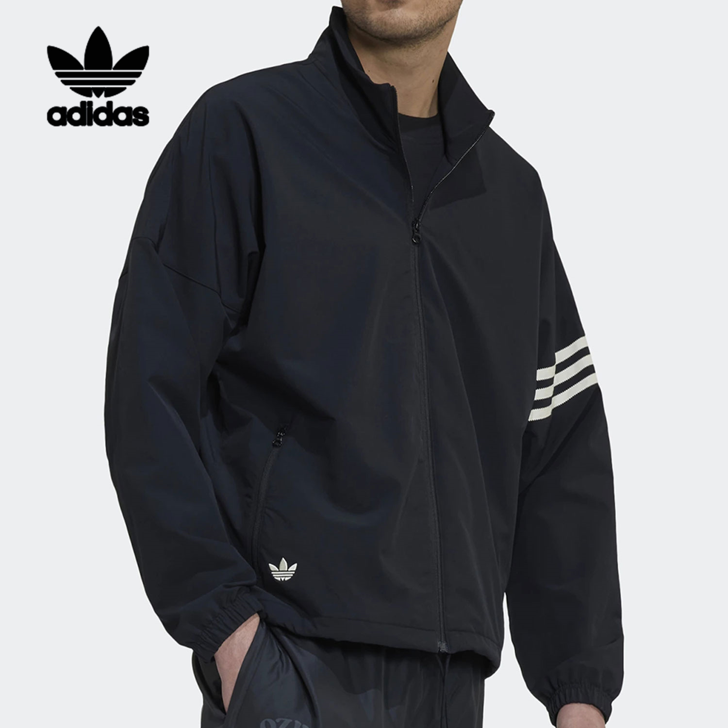 Adidas阿迪达斯外套三叶草男子秋季宽松休闲防风运动服夹克HM1868